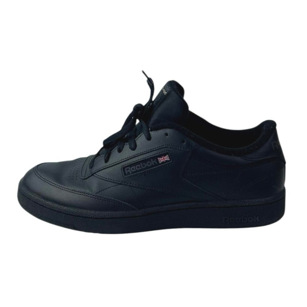 Reebok Club C Men's Black Leather Lace Up Low Top Athletic Sneakers Shoes 11.5